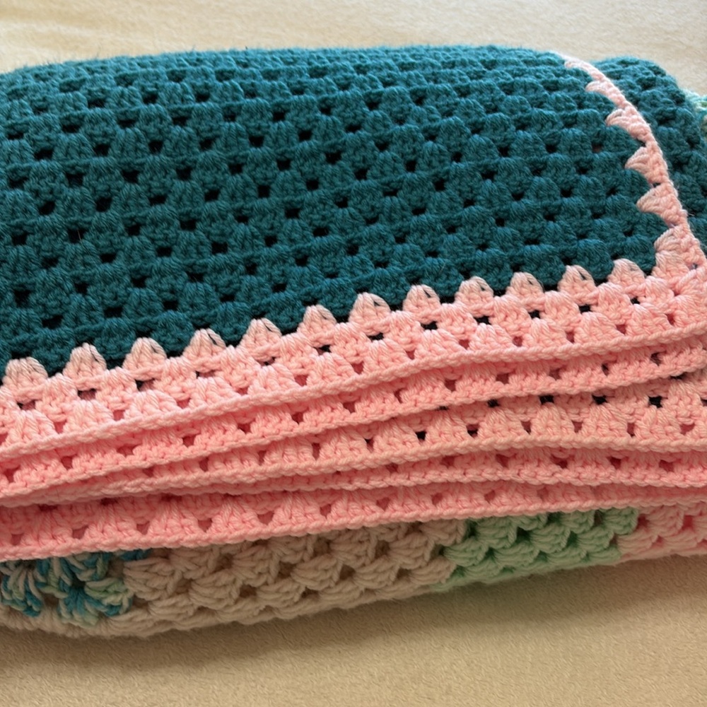 Handmade Multicolor Crochet Blanket/ Afghan
Twin size or large Sofa Throw